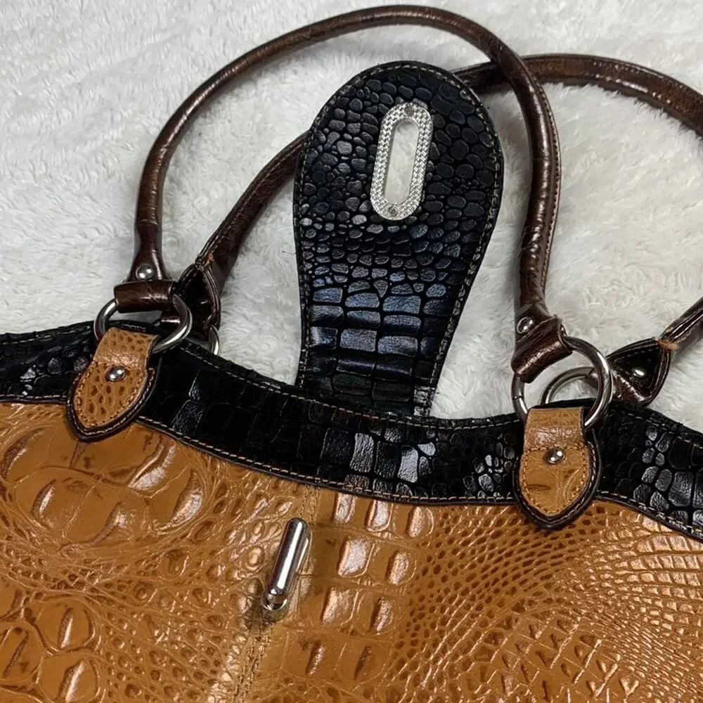 MC Marc Chantel Croco embossed large‎ faux leather satchel shoulder bag